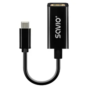 USB-графический адаптер SAVIO AK-79 — USB-C, USB 2.0/3.2 Gen 1, черный, корпус медь/пластик