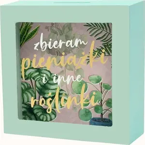 Piggy bank KUKARTKA Skarbonka — decorative ceramic coin bank with plant motif