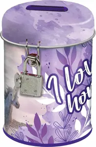 Derform metal coin bank with lock SKK025 — decorative horse design, 25 cm