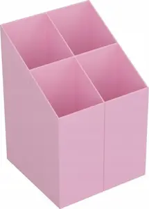 Desk Organizer ICO square plastic 4 compartments pastel pink