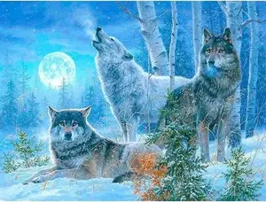 Diamond Painting Kit Norimpex Mozaika 5D – Wolves, 40x30 cm, canvas craft set