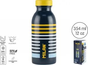 Termosūdens pudele Milan Swims, 354 ml, tumši zila — izolēta nerūsējošā tērauda pudele