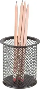 Desk cup organizer NET large round black – pen holder for office and home