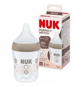 Бутылочка для кормления Nuk 150 мл, полипропилен (PP), модель 10743092, силиконовая соска, мелкий поток
