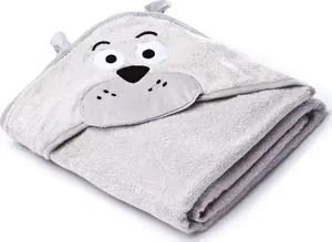 Bath Hooded Towel Sensillo Water Friends Bear grey — baby bath towel with hood