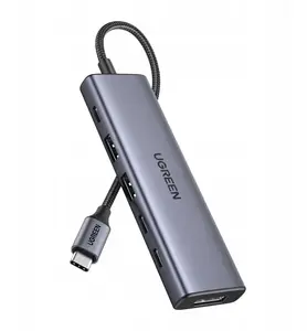 USB-C hub UGREEN CM511 6-in-1 — 2× USB-A, DisplayPort 4K@60Hz, 2× USB-C PD 100W