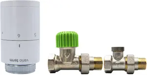 Thermostatic valve set Varioterm Vario Term ECON straight, white, square rosettes, PONY head, G½ male x G½ female