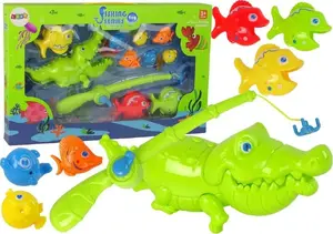Игровой набор LEANToys «Ловля рыбы» – магнитная удочка и 12 пластиковых рыбок, игрушка «Крокодил»