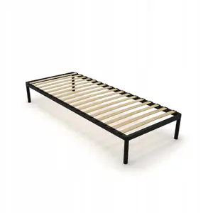 Gultas rāmis ar lamelēm Auping BED ALU 80x200 cm — metāla rāmis ar koka lamiellēm, melns