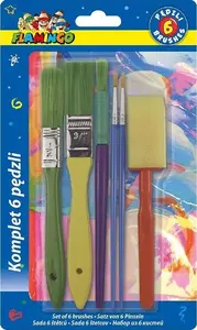 Brush set KAEM 6-piece — mixed paint brushes and sponge applicators, assorted sizes