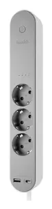 Power extension Avanca International HBPO-0108 — 3x Type E AC outlets, 230V 16A, indoor, 316×52×40 mm
