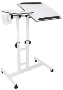 No name K672G2 mobile laptop stand with shelf on wheels — adjustable small rolling laptop table