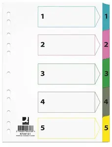 Cardboard Mylar Dividers A4 1–5 for Filing, Q-Connect KF00161