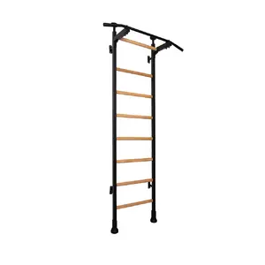 Līstveida stienis BenchK 521B, pie sienas, maksimālā slodze 150 kg, melns ar koku, 670×2300 mm