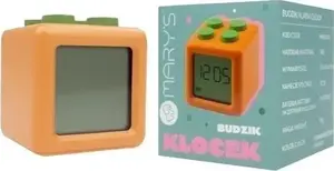 Modinātājs Plexido — kompakts oranžs blakus gultas modinātājs, analogs laikrādis