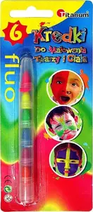Face Paint Sticks Titanum 6 Fluorescent Colors - face crayons set