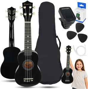 Ukulele soprano LUNA GUITARS UK21 SET 21" black – soprano ukulele with gig bag and accessories