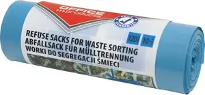 Trash Bags for Home Office Products by office products, for paper recycling, LDPE, 120 L, 10 pcs, blue