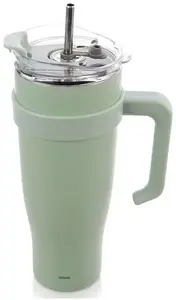 Travel Thermos Mug BANQUET 1200 ml with Handle and Straw, model 112282, mint