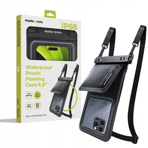 Mobile Origin Waterproof Floating Case with Small Pouch for 6.8" devices — black/white
