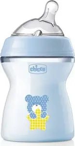 Бутылочка CHICCO NaturalFeeling 250 мл с силиконовой соской средний поток (2м+) Синяя