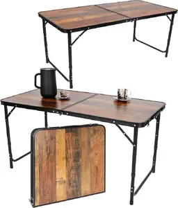 Saliekamais tūrisma galds ROYOKAMP 120x60 cm Regulējama augstuma 70/62/55 cm Koka virsma