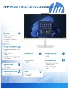 All-in-One PC HP ProStudio 2 AiO G2a — AMD Ryzen 5, 23.8" display, 16GB RAM, 512GB SSD, Windows 11 Pro