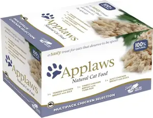 Mitrā kaķu barība Applaws multipaks 8×60 g vistas