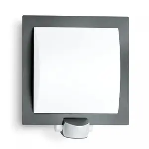 Outdoor wall light Steinel L 20 S, anthracite, E27 LED, PIR sensor, 180°/10 m, 230–240 V, 230×80×250 mm