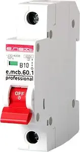 Automātiskais slēdzis E.NEXT e.mcb.pro.60 1P B10A 6 kA (EX-P041007) — vienpolu pārslodzes aizsardzība 10 A, izslēgšanās spēja 6 kA