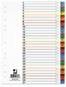 Plastic Mylar Index Dividers A4 1–31 Q-Connect KF00166