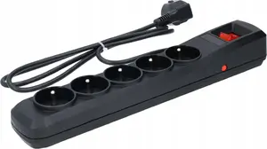 Power strip Kerg R5 5g 1.5m black — 5 outlets, 1.5 m cable