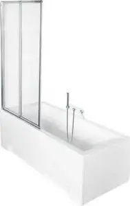 Shower screen BESCO Ambition 2-piece clear glass with chrome profile (PAP-2S)