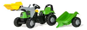 Ratiem spēļu traktors rolly toys rollyKid Deutz-Fahr — pedāļu piedziņa, 4 riteņi, 2,5–5 gadi, zaļš/melns