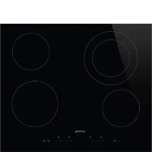 Keramiskā virsma Smeg Universal SE364ETD, iebūvējama 60 cm, 4 gatavošanas zonas, skārienvadība, melna