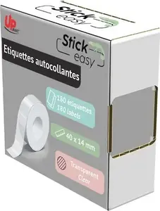 Label roll INNE UPrint UP21 180 TRANSPARENT — 14×40 mm, 180 labels, single pack for UPrint label printers