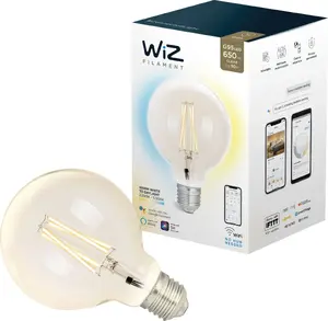 Smart LED Filament Bulb G95 E27 by Wiz, Dimmable 6.5W (equiv. 60W), Wi‑Fi Smart Home