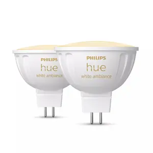 Smart spotlight Philips Hue White ambience MR16 (2-pack) — Bluetooth/Zigbee, 5.1W, MR16, white