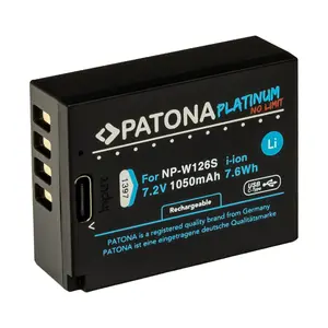 Аккумулятор PATONA Platinum для Fuji NP-W126S, Li-Ion 1050 мА·ч, с USB-C, 47×36×16 мм