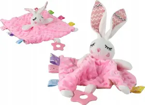 Soft Toy Blanket with Knots and Rattle LEANToys Króliczek Plush Comforter