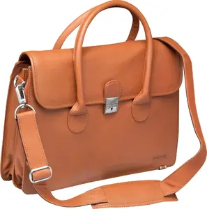 Leather women's computer bag Hamelin PIERRE COMPUTER — natural brown, genuine leather