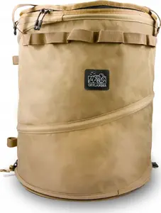 Camping Laundry / Storage Basket Offlander cylindrical khaki, foldable fabric organizer