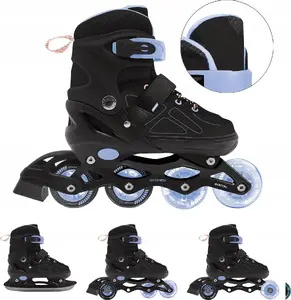 Adjustable children's 4-in-1 SPOKEY QUATTRO skates, sizes 30–33, black/violet