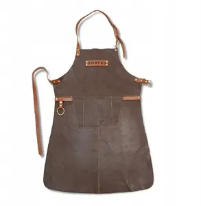 Leather Apron PROCERA BAB by BONFEU — durable leather protection for grilling and workshop use