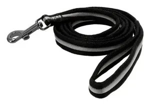 Standard dog lead Dogman Vera 1.8 m, black/grey, 2.5 cm strap width