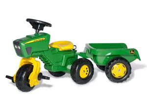 Jājamā traktora rotaļlieta rolly toys rollyTrac John Deere — pedāļu, 3 riteņi, zaļa/dzeltena, 2.5–5 gadi