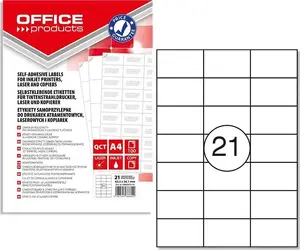 Office Products A4 label sheets 63.5 x 38.1 mm white — 100 labels