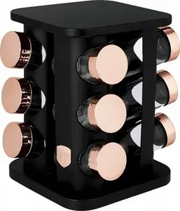 Rotating Spice Rack berlinger haus BH-8559 — 12 containers, Black Rose finish