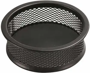Metal mesh round paperclip holder Q-Connect KF15102, height 32 mm, diameter 90 mm, black