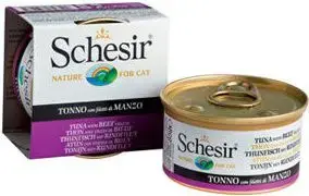 Влажный корм для кошек Schesir 85 г — тунец с говядиной в желе